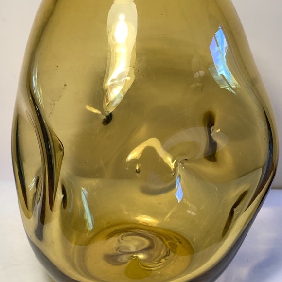 Blenko-style handblown glass Vase with dimples, Ombre, 8x4 inches - Picture 5 of 8